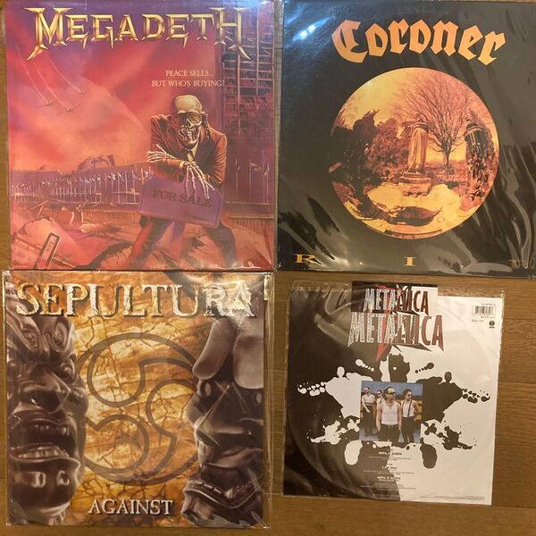 スラッシュメタル名盤4点セット メガデス、メタリカ、コロナー、セパルトゥラ LP レコード