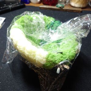 鳥用品 巣 緑と白のフリース素材 未使用品