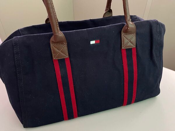 TOMMY HILFIGER ボストンバッグ ショルダーバッグ トートバッグ キャンバス ネイビー 通勤 通学 旅行