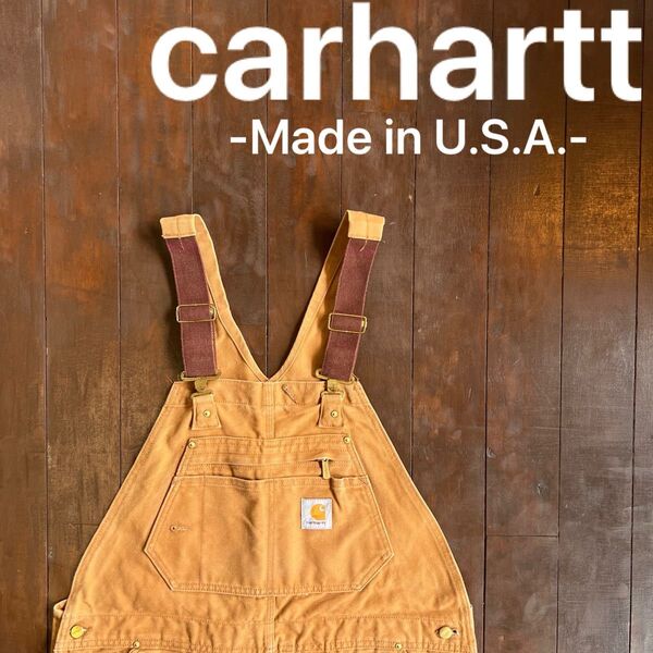 USA製!!【Carhartt カーハート】ダック地オーバーオール ブラウン オーバーサイズ ビッグサイズ y2k 美品