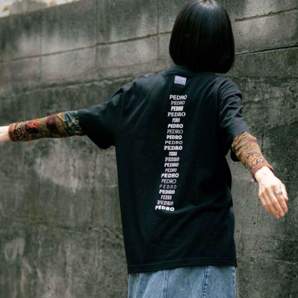 【新品】PEDRO Tシャツ TANGTANG コラボ ブラック Mサイズ タンタン 両面プリント 黒