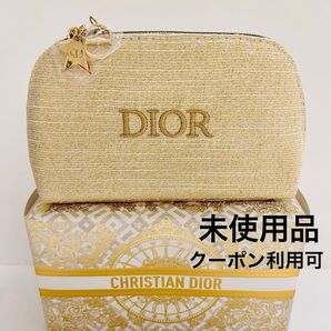 Dior ディオール ノベルティポーチ 2024年クリスマスコフレホリデー限定オファー ゴールド化粧ポーチ 小物入れ