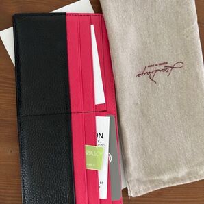 長財布 スリム 薄型 フラグメント 本革 黒×ピンク スタイルオンバッグ