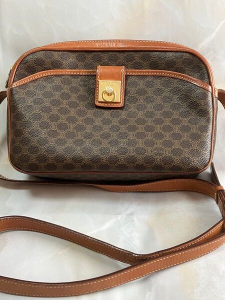 CELINE ショルダーバッグ マカダム柄 ブラウン 美品