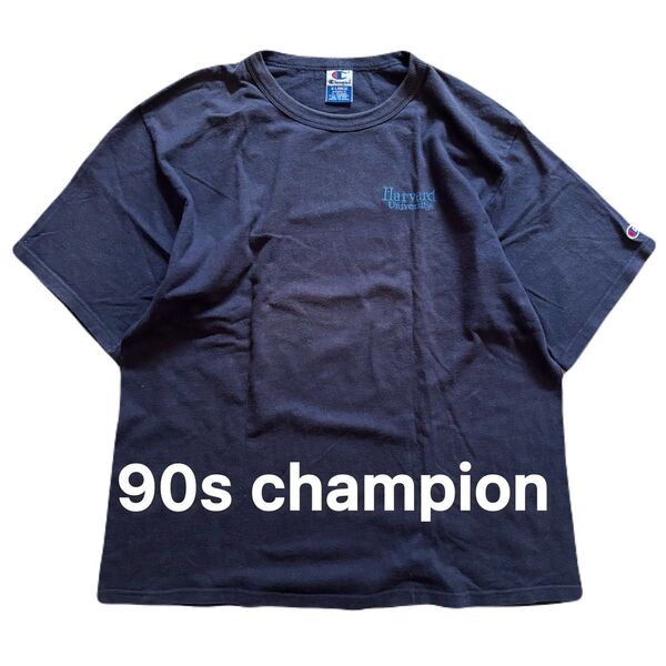 90s champion Tシャツ ヴィンテージ チャンピオン アメカジ 半袖Tシャツ 半袖カットソー ビンテージ 古着 ネイビー