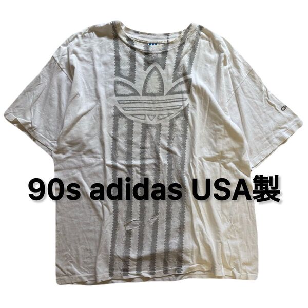 90s adidas USA製 Tシャツ ヴィンテージ アディダス アメリカ製 アメカジ ビンテージ 古着 ボロ 半袖Tシャツ