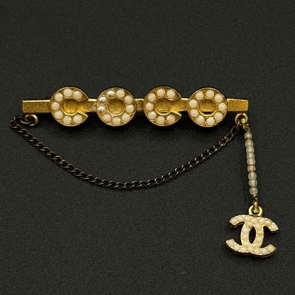CHANEL シャネル ココ パール ゴールド ブローチ ヴィンテージ 01A