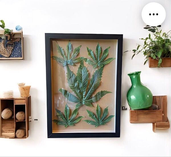 光触媒 人工観葉植物 フェイクグリーン マリファナ 草 大麻 壁掛け 31523@@@