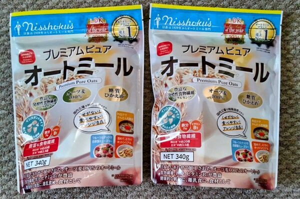 プレミアムピュアオートミール 340g×2袋セット 日食