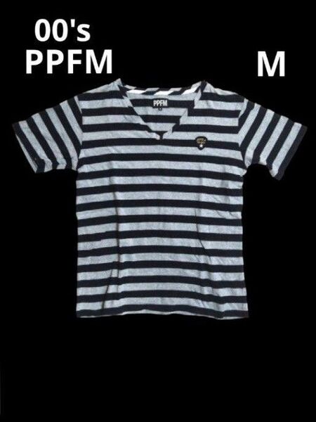 PPFM 00's ボーダー Vネック Tシャツ カットソー y2k M