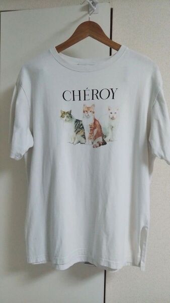 DISCOAT 半袖Tシャツ 猫 アニマルプリント ホワイト レディース
