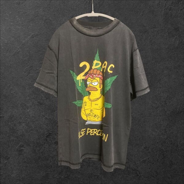 2Pac 2パック ヒップホップ シンプソンズ 半袖 Tシャツ 【M0035M】 Tシャツ 半袖プリントTシャツ