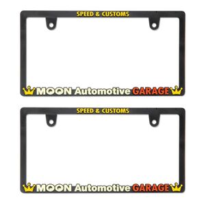 Raised MOON Garage ロゴ スキニー ライセンスフレーム 2枚 ムーンアイズ ナンバーフレーム ナンバープレート