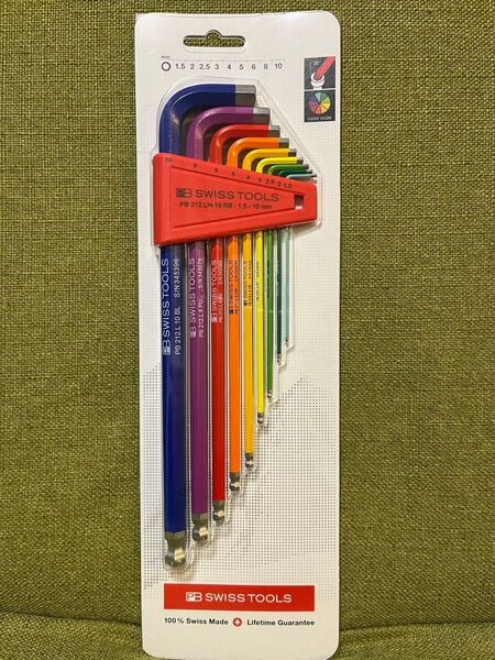 PB SWISS TOOLS 212LH-10RBCN ボール付六角棒レンチセット ロング レインボー