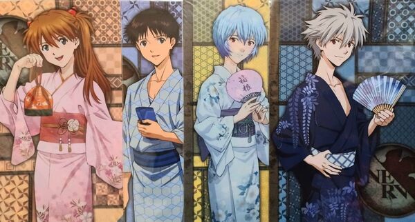 エヴァンゲリオン えう"ぁ屋 クリアファイル(浴衣) 4点 カヲル・シンジ・レイ・アスカ