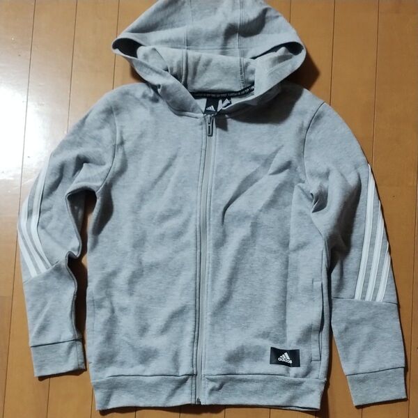 adidas グレー ジップアップパーカー スウェットパーカー トレーナー フーディー パーカー