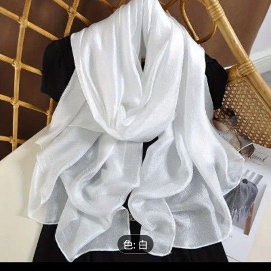 無地 ストール ショール グレー 大判 ロング 薄手 シフォン 冷房対策 UV 紫外線対策 日焼け防止 スカーフ 小顔 白