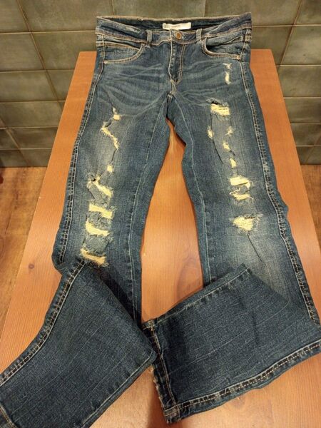 ZARA.ダメージ デニムパンツEUR38 USA06 MEX28
