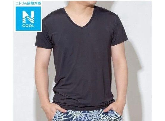 半袖Tシャツ Vネック(クール BK L) ニトリ