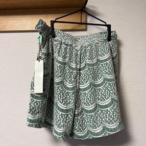 総レースショートパンツ グリーン 未使用 タグ付き