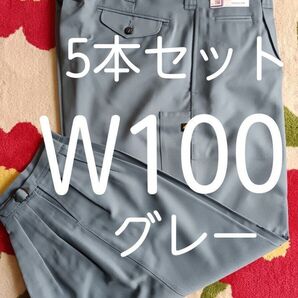 5本W100高品質作業ズボングレー