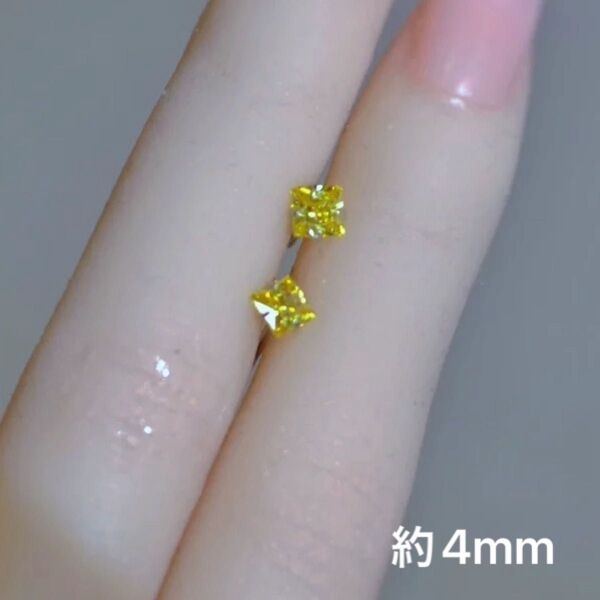 ピアス 一粒 スクエア 四角 黄 イエロー キラキラ 高級感 3mm 小ぶり 小さめ シルバー 仕事用 ミニ プレゼント シンプル