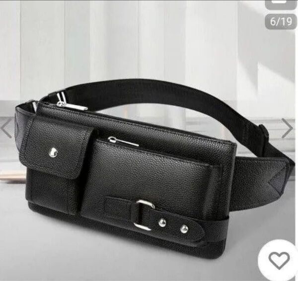 ボディバッグ ウエストポーチ 斜め掛け 黒