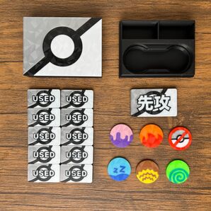ポケカ マーカーセット 銀 USED/状態異常/グッズロック/先攻後攻