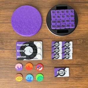 ポケカ 2段マグネットケース 紫 ダメカンダイス、各種マーカー、チェッカー