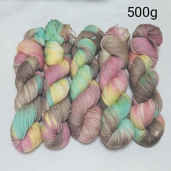 手染め ウール グラデーション 毛糸 5束 かぎ針編み 編み物 手芸材料 ソックヤーン レッド系 赤