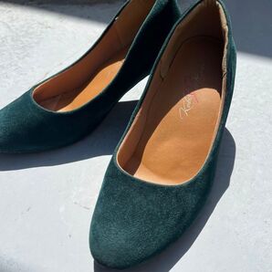 イマージュ image パンプス スエードパンプス グリーン マシュマロパンプス ヒール かかとクッション有り
