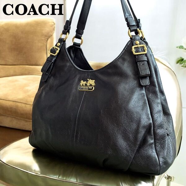 美品★COACH コーチ マディソン ショルダーバッグ 16503 レザー 黒 レザー 肩掛け