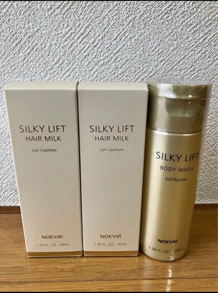 ノエビア シルキーリフト ヘアミルク(40ml×2)&ボディウォッシュ(100ml)非売品3点セット