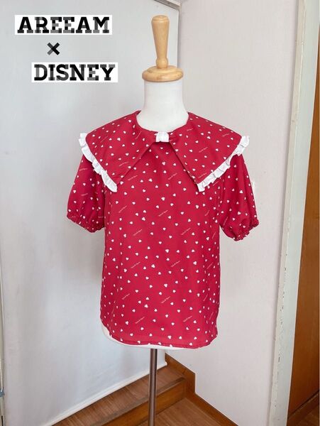 【美品】Areeam × Disney ミニーリボンブラウス ドット