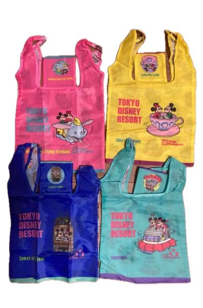 新品 ディズニーランド限定 エコバック 4個セット ミッキー ミニー トートバッグ カプセルトイ ダンボ