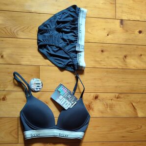 エクラ ブラジャー ショーツ セット ネイビー JAL 新品
