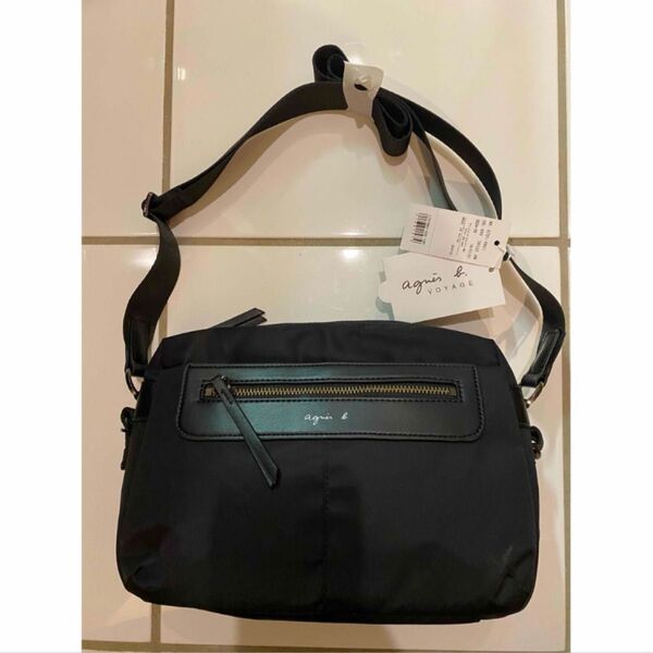 新品 アニエスベー ショルダーバッグ 黒 ブラック シンプル 男女兼用 ナイロン