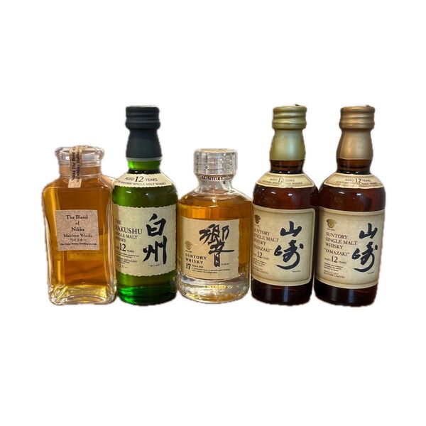 サントリー ウイスキー ミニボトル 5点セット 山崎 白州 響 ニッカ、 未開栓 SUNTORY