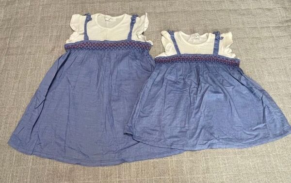 丸高衣料 ワンピース 2点セット 姉妹コーデ 100cm 80cm お揃いコーデ ベビー服 キッズ