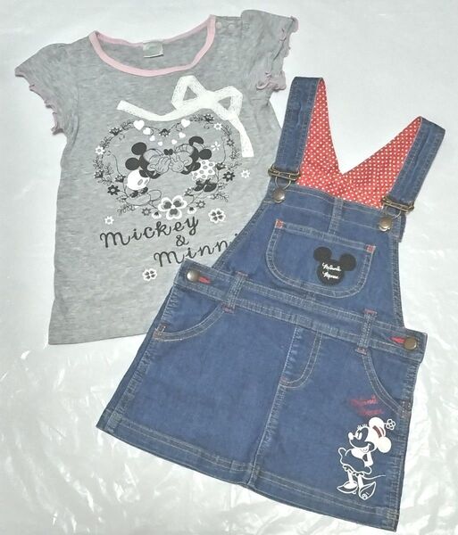ディズニー 80 デニム サロペット スカート ワンピース セット ベビー キッズ 子供服 女の子 ミニー