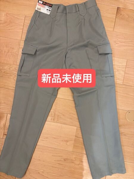 【新品未使用】モスグリーン カーゴパンツ ワークパンツ 作業着 ポリエステル パンツ グレー ミリタリー ロング ズボン