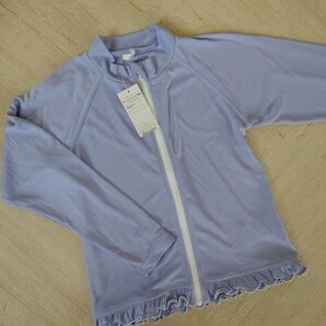 ラッシュガード 羽織り 無地 シンプル 紫 キッズ 長袖 フルジップ 水着 女の子