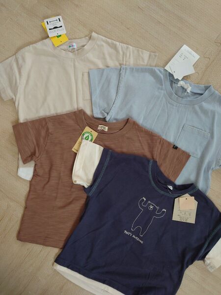 半袖 Tシャツ 男の子 幼児 キッズ シンプル 無地 くま 綿100 オーガニックコットン まとめ売り