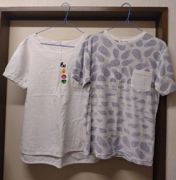 パイナップル柄カジュアルTシャツ、綿ブラウスセット