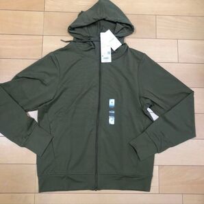 未使用 ユニクロ エアリズム UVカット フルジップパーカー M オリーブ ポケッタブル