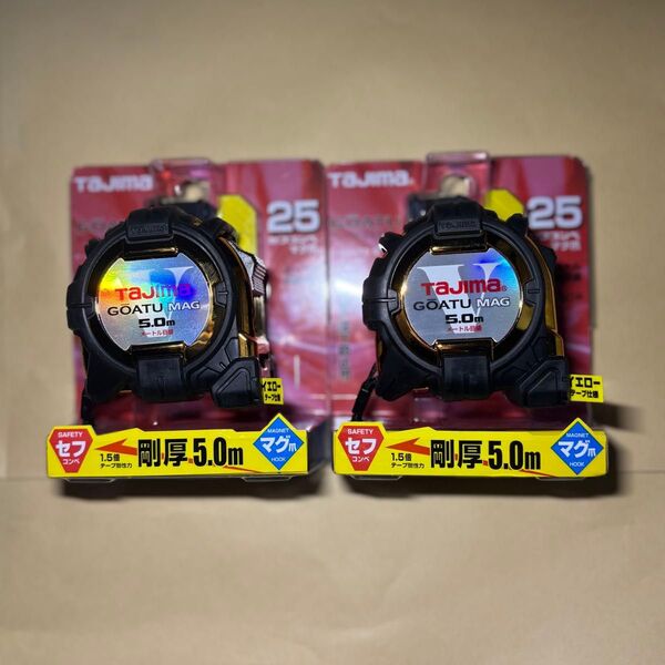 2個タジマ(Tajima)コンベックス 5m×25mm 剛厚セフコンベG3ゴールドロックマグ爪25 GASFG3GLM2550BL