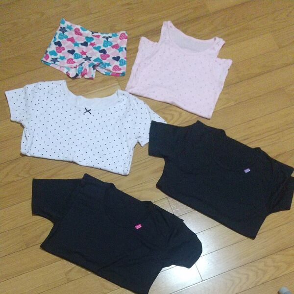 女の子 肌着 下着 ボクサーパンツ タンクトップ 半袖シャツ 5枚セット