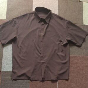 USED ポリエステル半袖シャツ ブラウン XXL