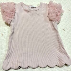 mamaraku テレコ肩バルーン半袖Tシャツ 110サイズ ピンク