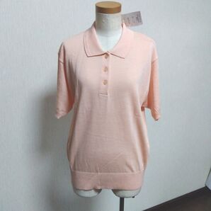 新品 麻混 ニットポロシャツ/ナイガイ日本製